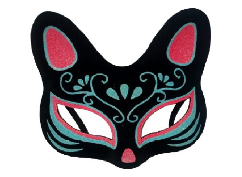 Mascara Color Negro Disfraz Mujer Regalo Gatita Detalles Neón Azul/coral