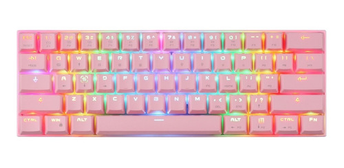 Imagem 2 de 10 de Teclado Gamer Mecânico Motospeed Ck62 Rosa Switch Azul