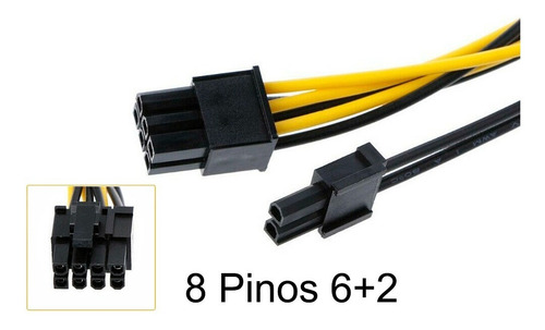 Imagem 2 de 3 de Cabo Adaptador 8 Pinos 6+2 Pci Express Para Molex Duplo