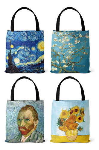 Rejolly 4 Bolsa Lona Para Arte Vincent Van Gogh Estampado