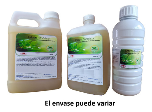 1 Lt Jabón Potásico+1 Aceite De Neem Puro+1 Tierra Diatomeas