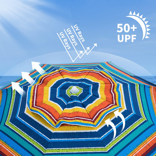 Sombrilla De Playa Para Arena, Resistente Al Viento, 6.5ft. Color Nombre Del Diseño
