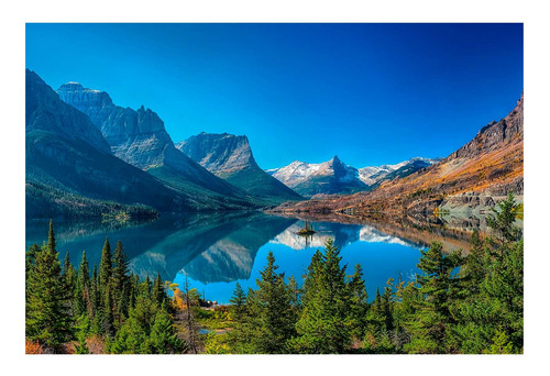 Vinilo 80x120cm Paisaje Patagonia Montaña Espejo De Agua