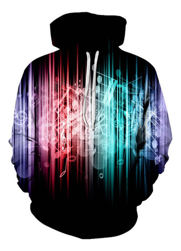 Sudadera Con Capucha Larga Con Estampado 3d De Nota Musical