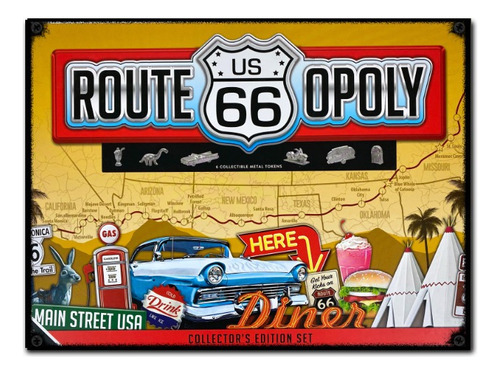 #924 - Cuadro Vintage - Route 66 Ruta Auto Garage No Chapa