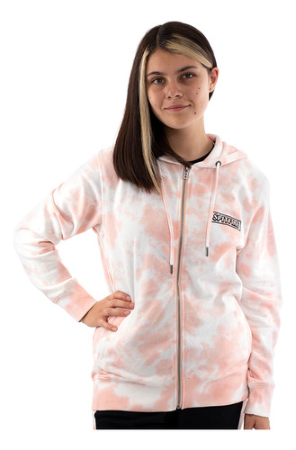 Polerón Hoodie Mujer Spitfire Full Zipper Tie Dye Rosado