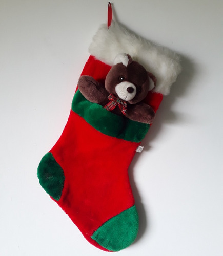 Bota De Navidad De Felpa Con Osito De Peluche