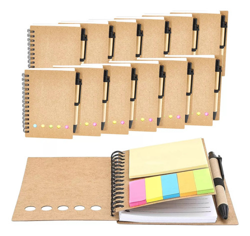 Libreta Ecológica Con Notas Adheribles Y Bolígrafo, 13 Pzs