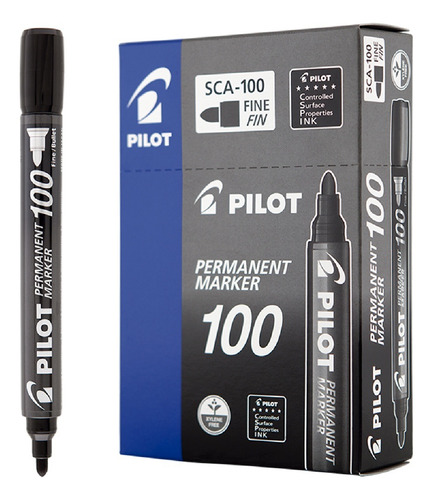 Pincel rotulador Perm Sca 100 negro con punta redonda Cx.c/12