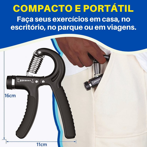 Imagem 6 de 9 de Hand Grip Mola Com Ajuste 10kg A 40kg Fisioterapia Mãos