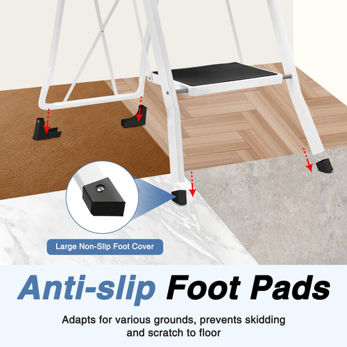 Taburete Plegable De 4 Escalones Con Pasamanos Amplio Y Segu