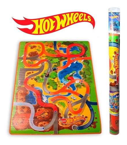 Alfombra Infantil Matt Hot Wheels Reversible Con 2 Autitos 