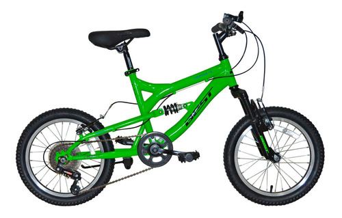 Bicicleta Niño Aro 16 Doble Suspension 6v Verde Best