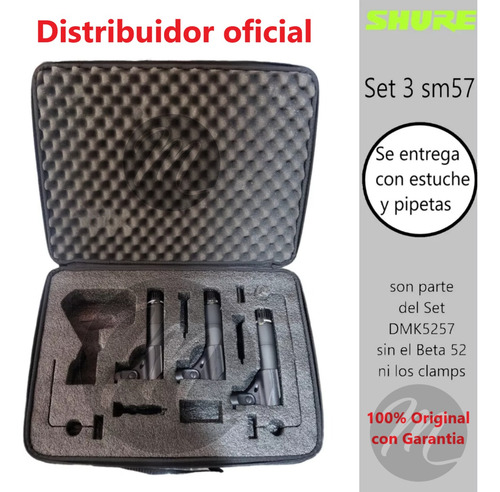 Micrófono Dinámico Shure Sm57 Cardioide X3 Unidades Estuche!