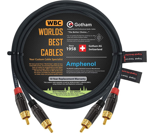 2 Cables Rca De Interconexion Audio M/m | 2,4m / Amphenol