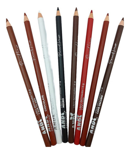 Pack 8 Pzs. Lapiz Delineador Para Labios Ojos Y Cejas - And Varios Mate