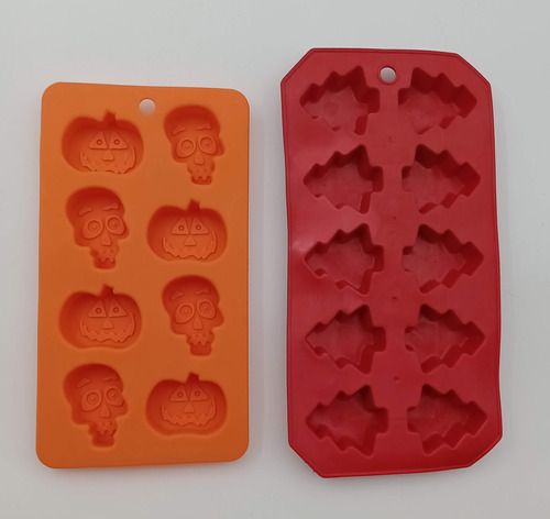 Lote 2 Moldes Silicón Hielo Pinos Calaveras Calabazas 