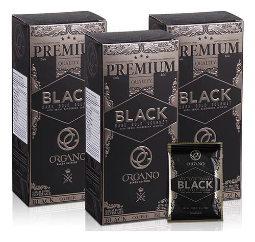 3 Cajas De Cafe Negro Gold Black Coffee Organo, 100 % Ganode