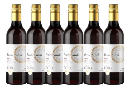 Pack De 6 Piezas De Vino Tinto L.a. Cetto Petite Sirah 187ml