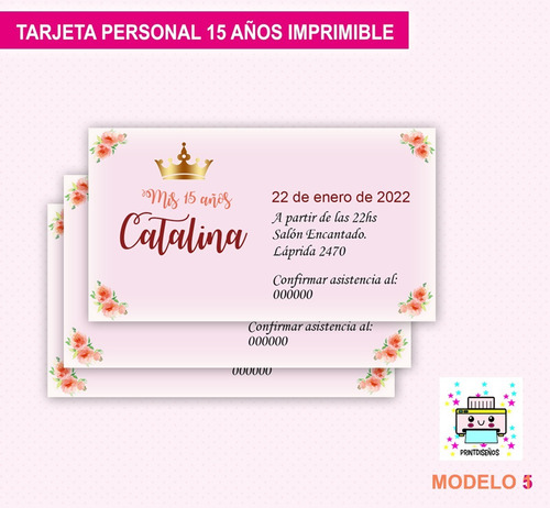 Invitación Cumple De 15 Con Foto Topper Personal Imprimir 1
