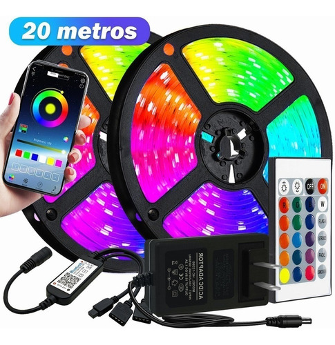 Kit De Luces De Tira Led 20m Control Bluetooth Y Sinc Música