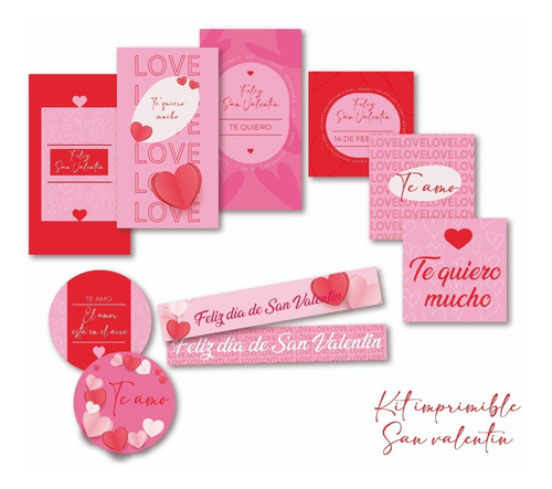 Tags San Valentin Imprimible Stickers Circulares - Diseño 2