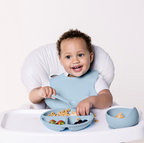Prato Com Ventosa De Silicone Para Bebês E Criança Buba Cor Azul