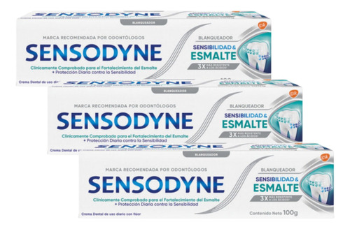 Combo X3 Sensodyne Crema Dental Blanqueador Sensibilidad 100