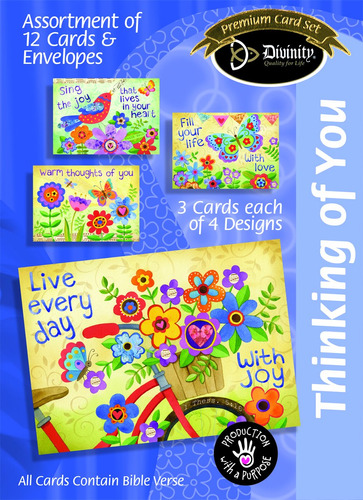 Tarjeta  boxed  thinking Of You  acuarela Jardin