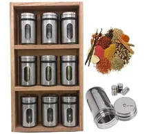 Comprar Set X9 Frascos Especieros Pimentero Acero  + Organizador