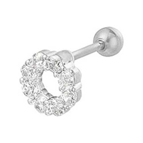 Piercing Círculo Com Zircônias Helix E Tragus - Prata 925