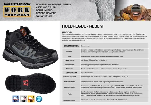 Zapato seguridad top skechers work letra