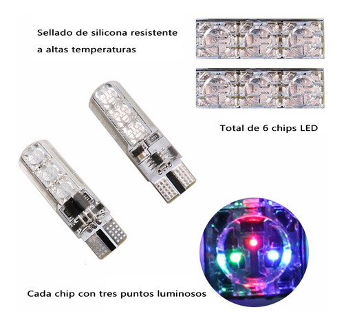 Imagen 5 de 10 de Par Focos T10 Rgb Con Estrobo Control Remoto Led Pellizco F1