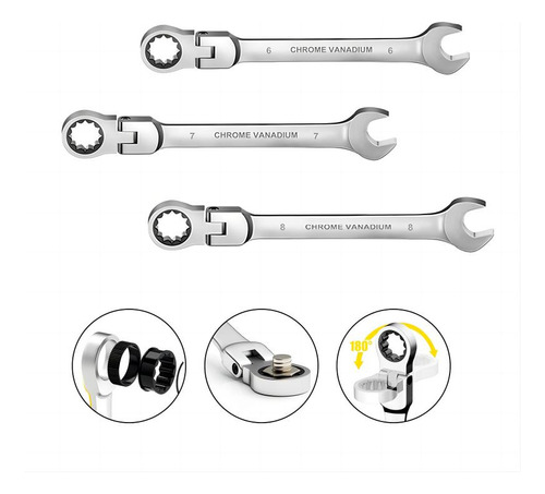 Kit De Llaves De Matraca Mecánica 6-8 Mm Juego De Llaves 3pz