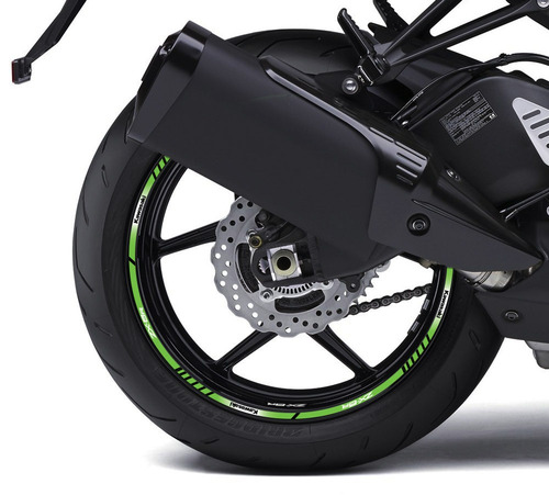Adesivo Friso Refletivo Roda Moto Kawasaki Zx-6r F2 Cor Verde-lima Fita Refletiva