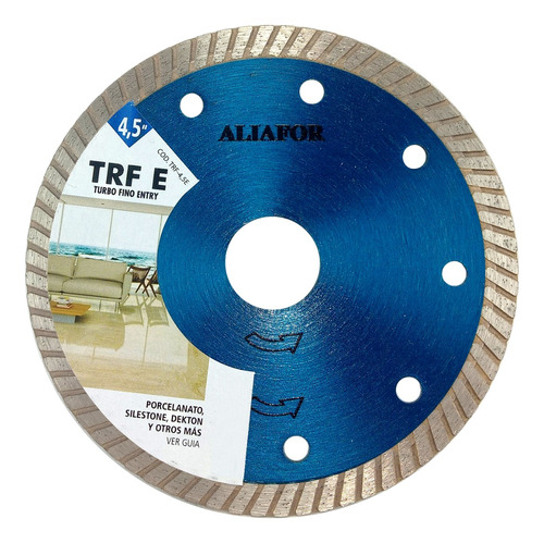 Disco Diamantado Porcelanato Aliafor Turbo Fino Trf E 115mm Color Azul