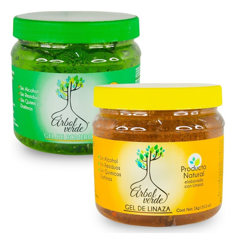 Gel De Linaza De 1 Kg + Gel De Romero 1kg Árbol Verde