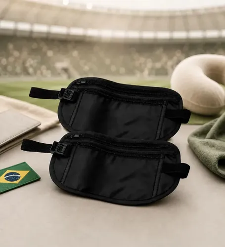 Kit 2 Pochete Doleira Antifurto Invisível Porta Notas Dinheiro Jogos Copa Academia Show Festa Férias Cor Preto Marca Lemon Shark