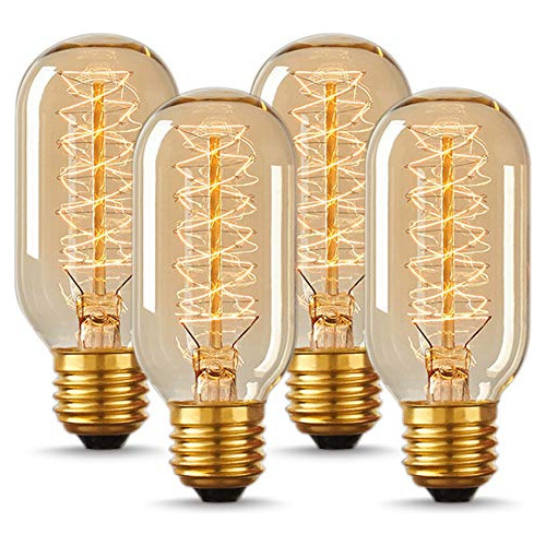 T45 Bombilla Edison Vintage Tubular Incandescente Blanco 4 P