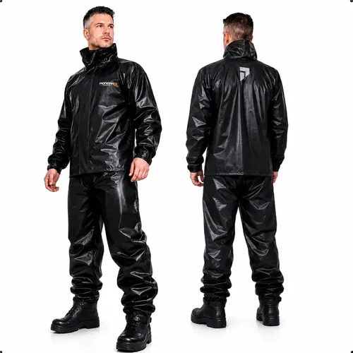 Capa De Chuva Moto Pioneira Impermeável Motoqueiro Pvc Preto
