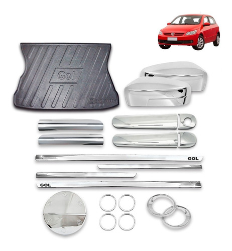 Kit Aplique Cromado + Protetor Porta Malas Gol G5 08 A 12