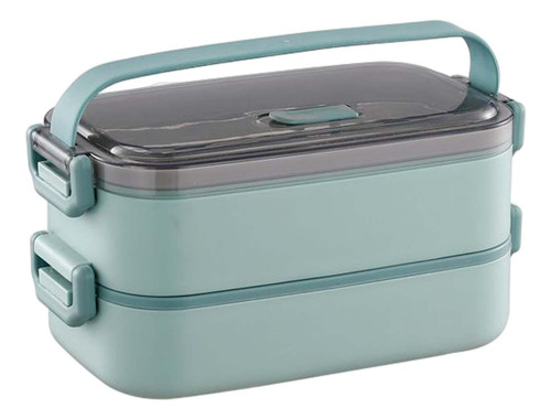 Lunch Box Picnic Food Carrier Con Asa Sushi 2 Capas Verde
