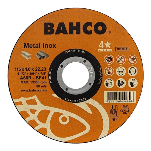 Imagen 1 de 2 de Disco Corte Bahco Metal Inox 115 X 1.6 X 22 Mm X 5 Unid