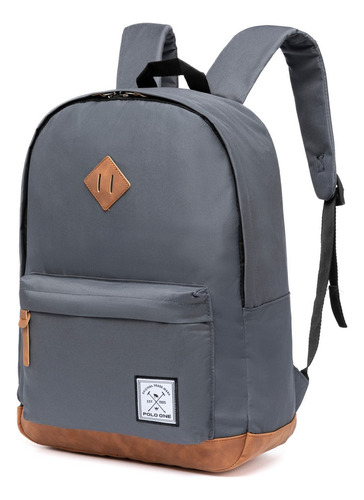 Mochila Polo One Urbana Moda Casual Reforçada Cor Cinza Desenho Do Tecido Lisa