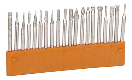 20 Piezas Diamond Burr Grabado Herramienta Broca Kit Burrs