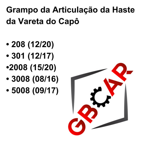 01 Grampo Articulação Haste Da Vareta Do Capô 2008 (15/20)
