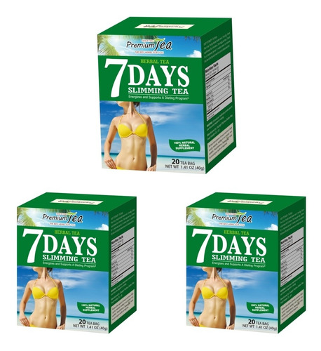 3 Cajas De Te 7 Dias Adelgazante 60 Bol Total