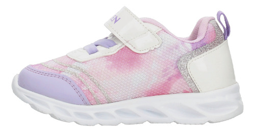 Tenis Niña Frozen Lila Disney Princesas Luces Led Ajustable Cómodo Infantil T18-22