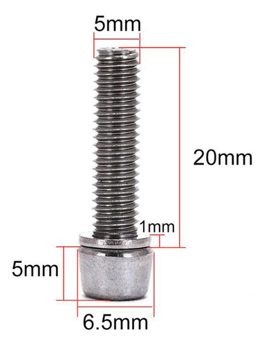 10 Unids/pack Bicicleta Pernos M5 M6 X 20mm M6 Argén M6