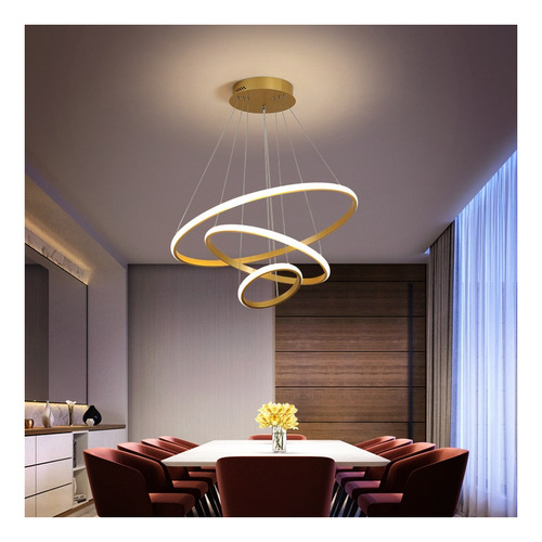 D Lustre Luminaria Pendente Led Design Moderno 3 Aros